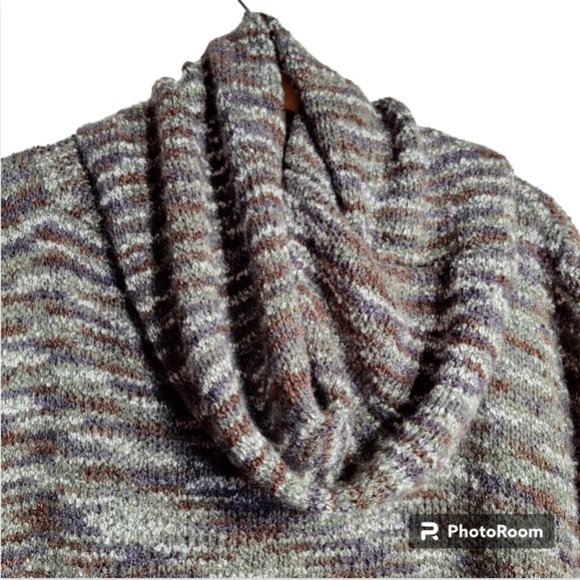 Chloe K Hi-Lo Multi Colored Boxy Poncho Sweater Size XL - Picture 6 of 12